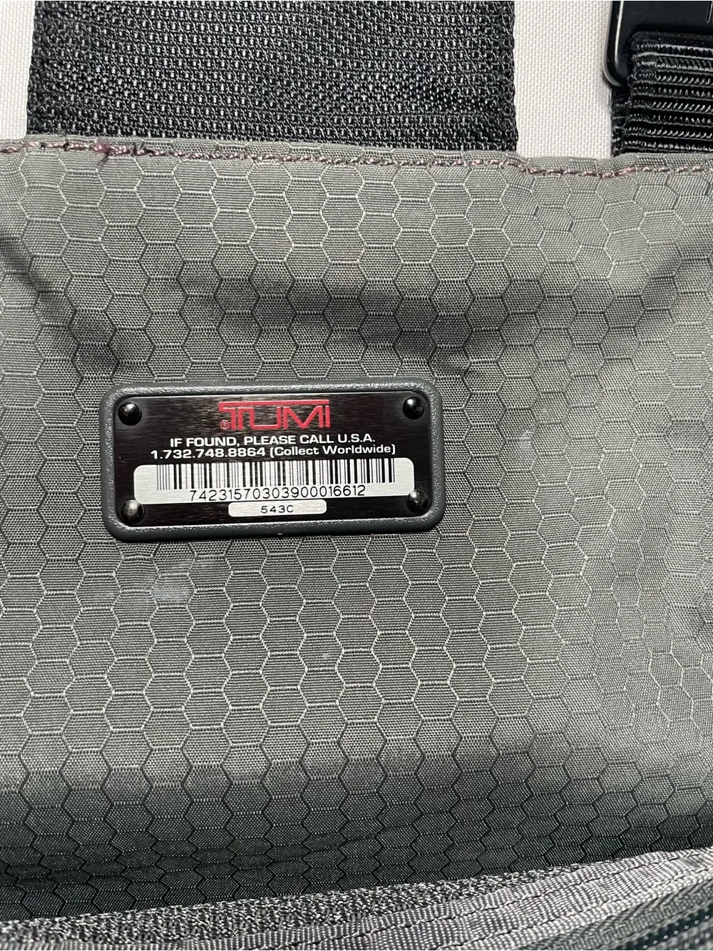 Tumi Black Nylon Duffel Tote with Subtle Red Logo
